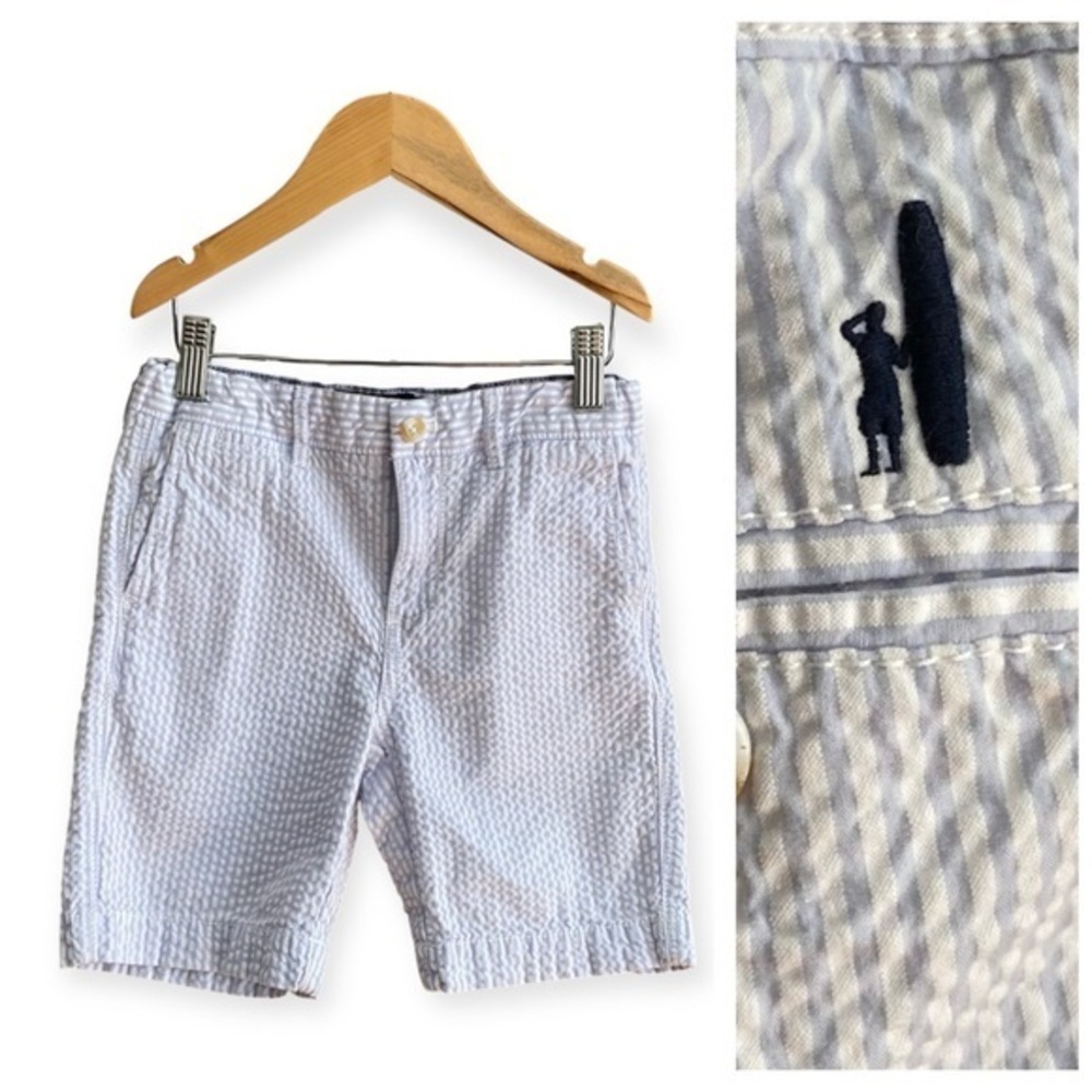 Johnnie-O Blue White Stripe Seersucker Surfsucker Shorts 6